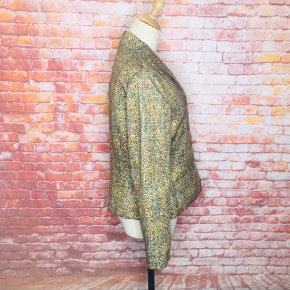 Vintage Jones New York Colorful Cropped Tweed Button Down Blazer Jacket - Picture 3 of 7